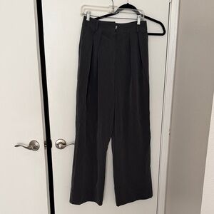 Nasty Gal Wide-Leg High-Waist Pants in Charcoal Gray